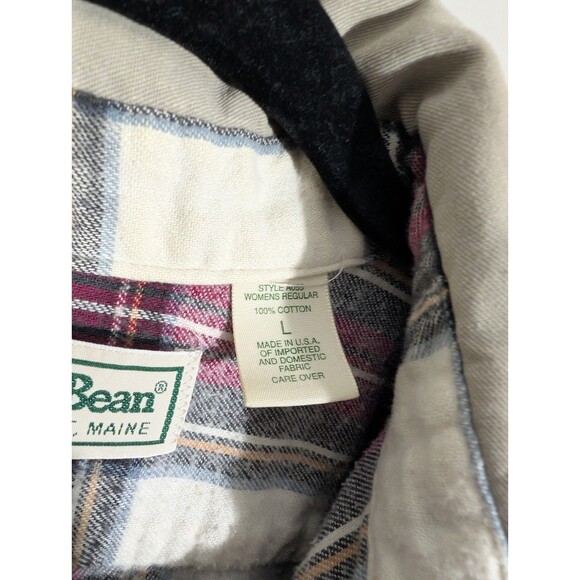 LL Bean Womens Beige Button Up Shacket Sz L Vintage Barncore Countryside Western - Picture 4 of 9